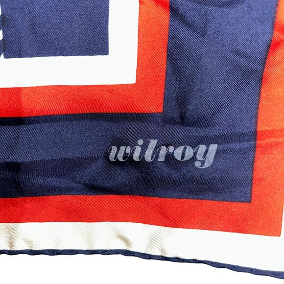 wilroy red white blue plaid vintage classic silk twill scarf - Picture 2 of 4